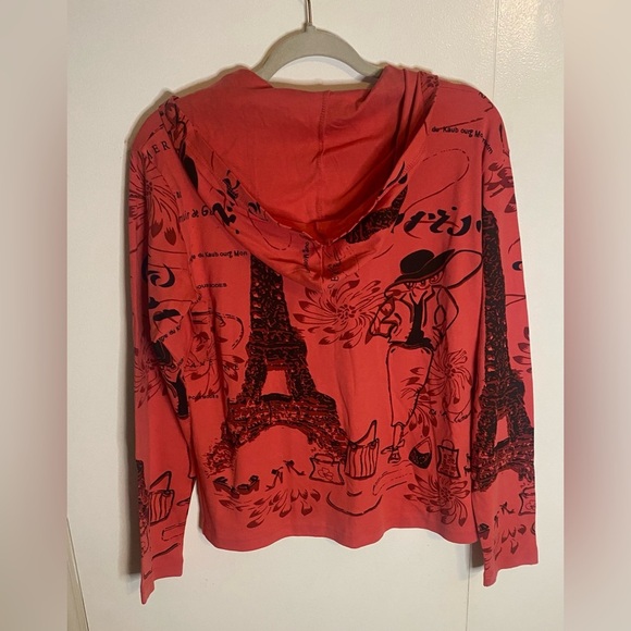NWT keren hart zip front red Paris Y2K hoodie size large - Picture 2 of 6